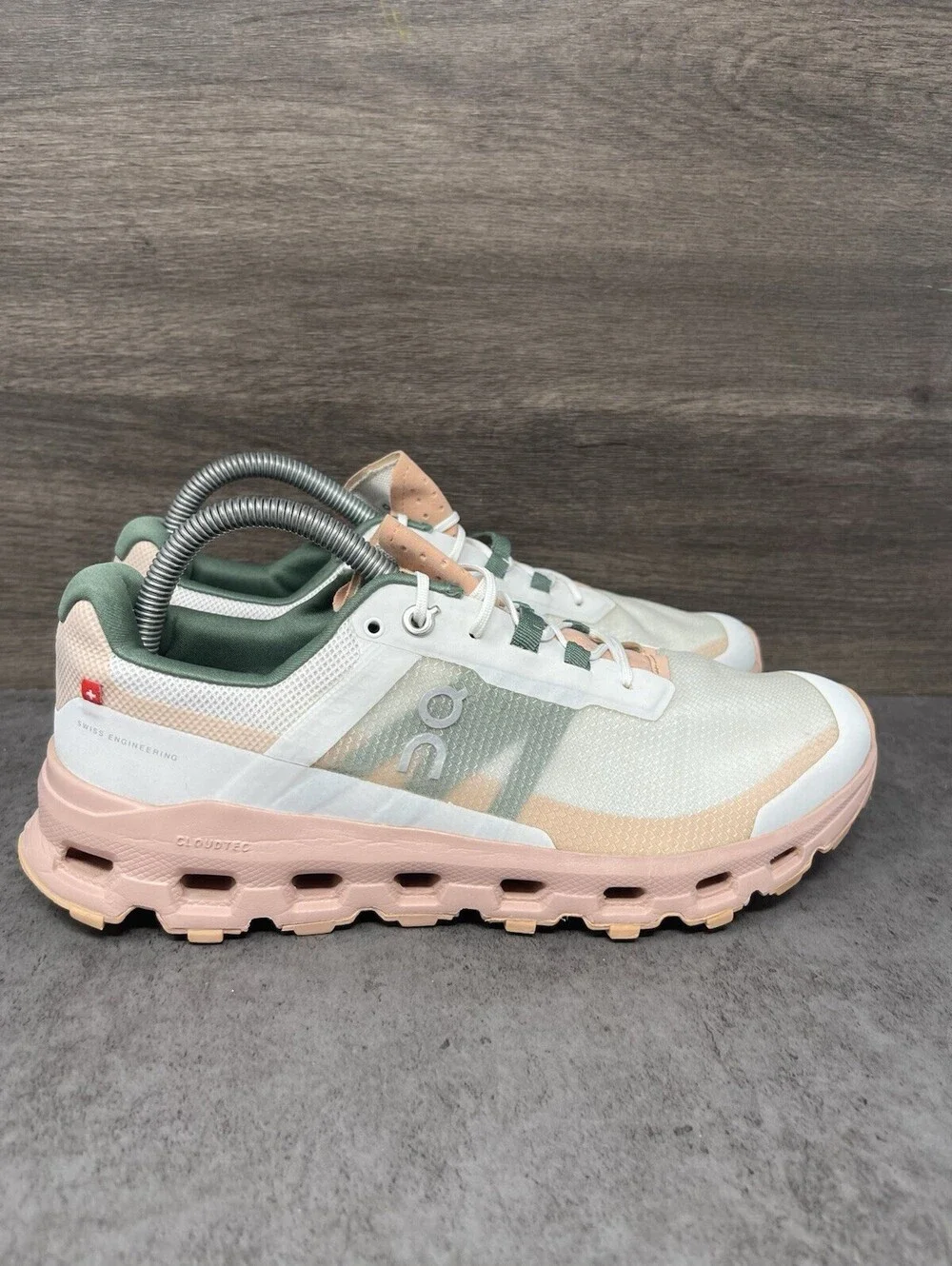 On Cloudvista Waterproof Peach Sage Womens Size 9 Trail Running Hiking Shoes